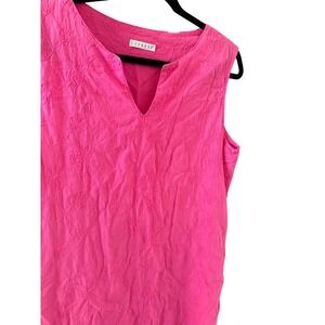 Cypress Hot Pink Floral Embroidered Sleeveless Midi Dress Pockets XL Boho
